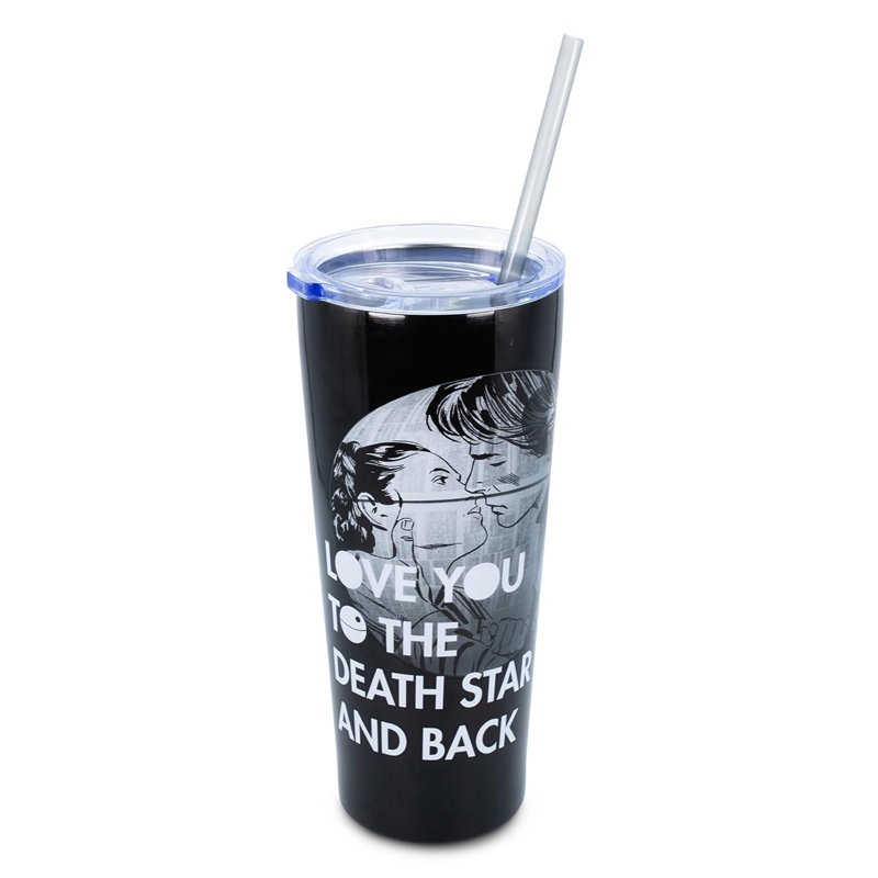 Love You to the Mort Star 22 oz Gobelet de voyage à double paroi en acier inoxydable avec paille