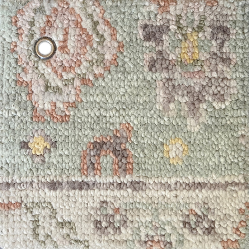 Meadow Oriental Hand-Knotted Wool Area Rug in Willow/Coral/Gray, Rectangle 10' x 14'