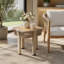 Table d'appoint carrée d'extérieur de 46 cm (18,11 po), plateau en bois d'acacia avec corde beige et structure en métal, table d'appoint rustique moderne pour patio, utilisable à l'intérieur et à l'extérieur