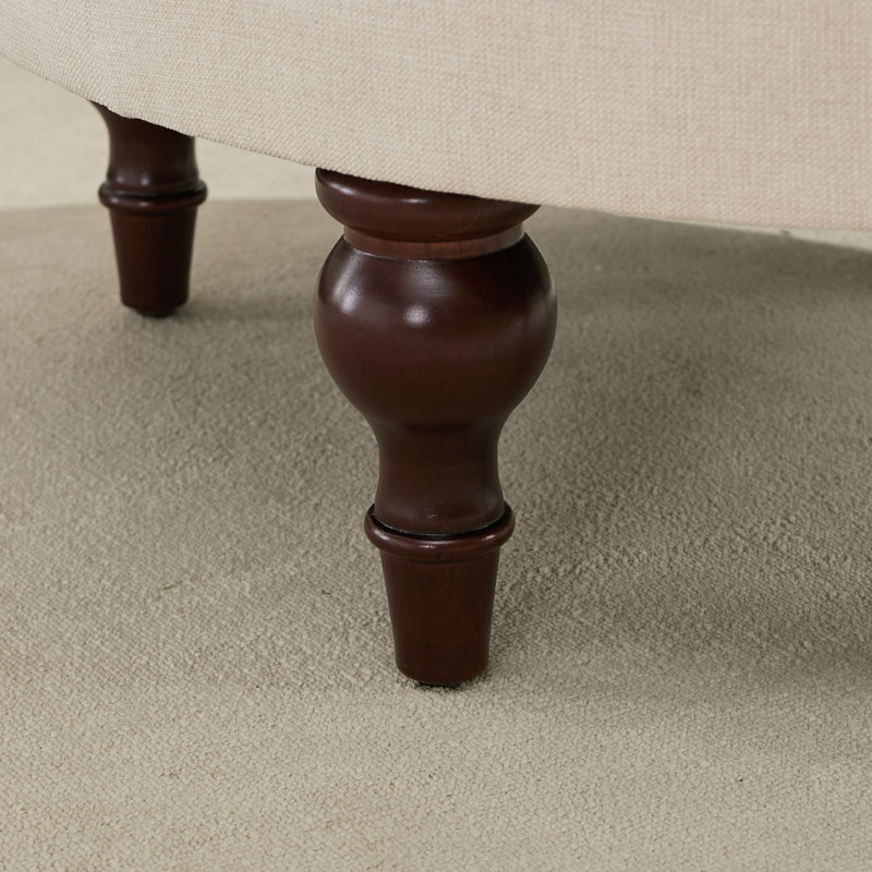 Repose-pieds de rangement rembourré en lin Ellersick, Beige