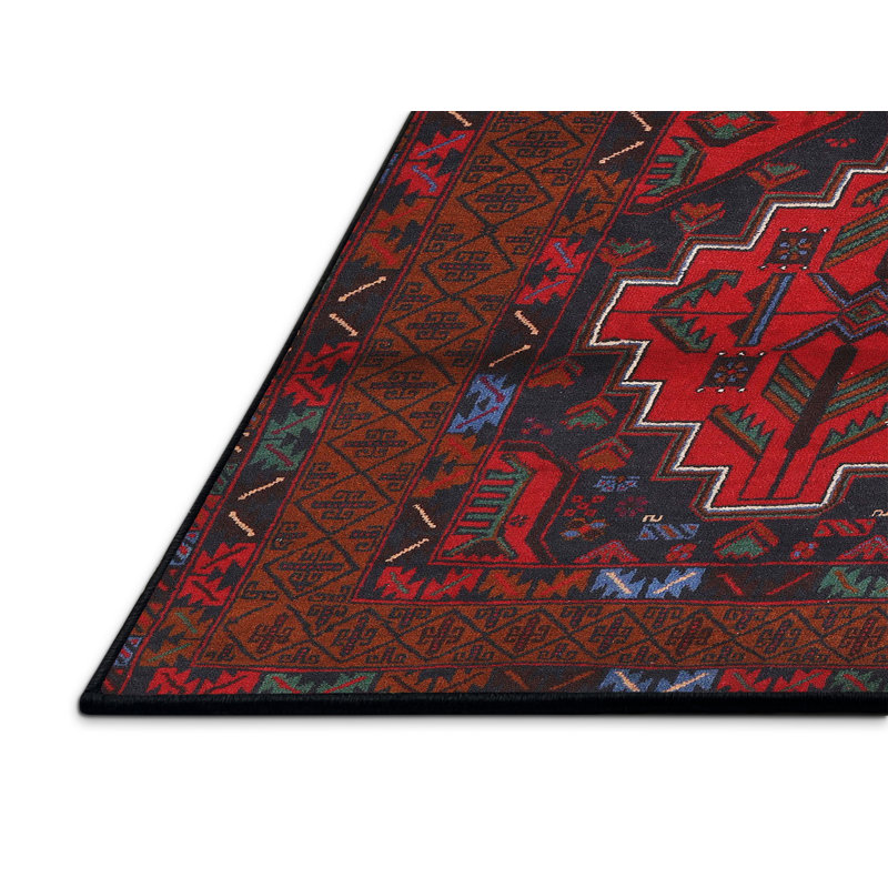 Tapis oriental rouge / bleu, Rectangle 5 pi x 7 pi