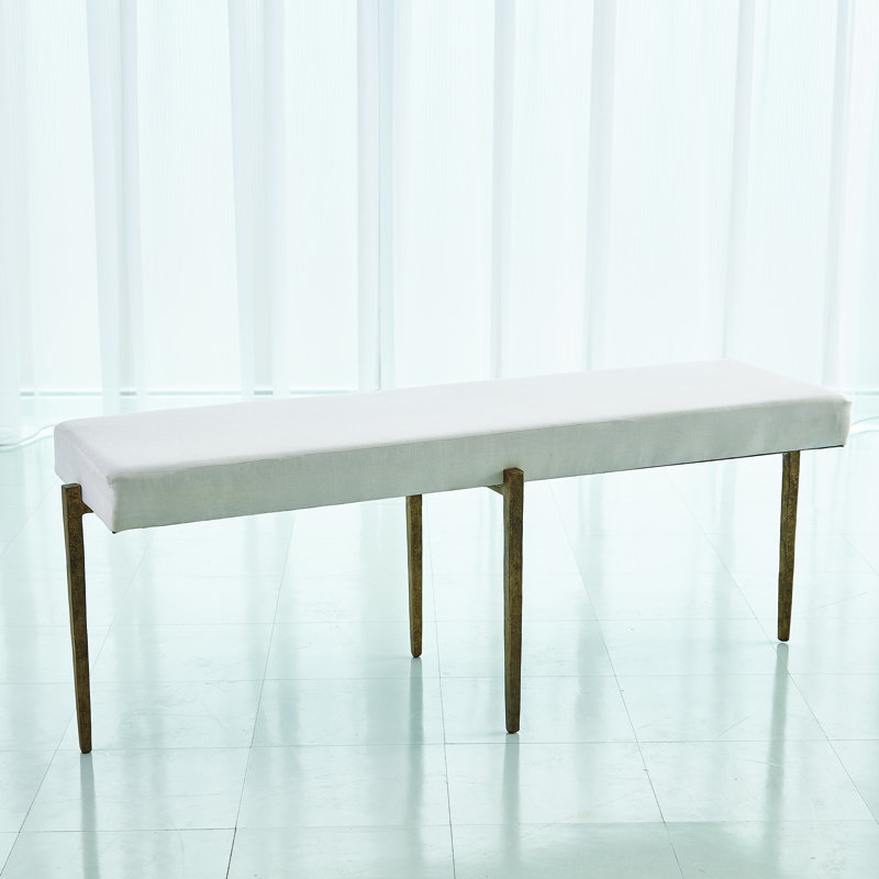 Laforge Large Bench with Muslin Cushion in Antique Gold