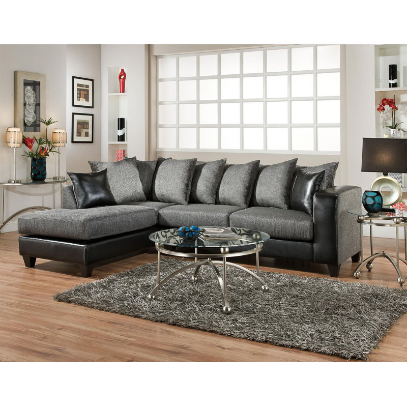 Almondsbury 2-Piece Upholstered Sectional, Light Gray Polyester Blend, Left Hand Facing