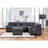 Trey 115"W Gray Chenille Sectional Sofa With Adjustable Backrest, Charging Ports, Pockets, Tufting, Storage Ottoman, Throw Pillows