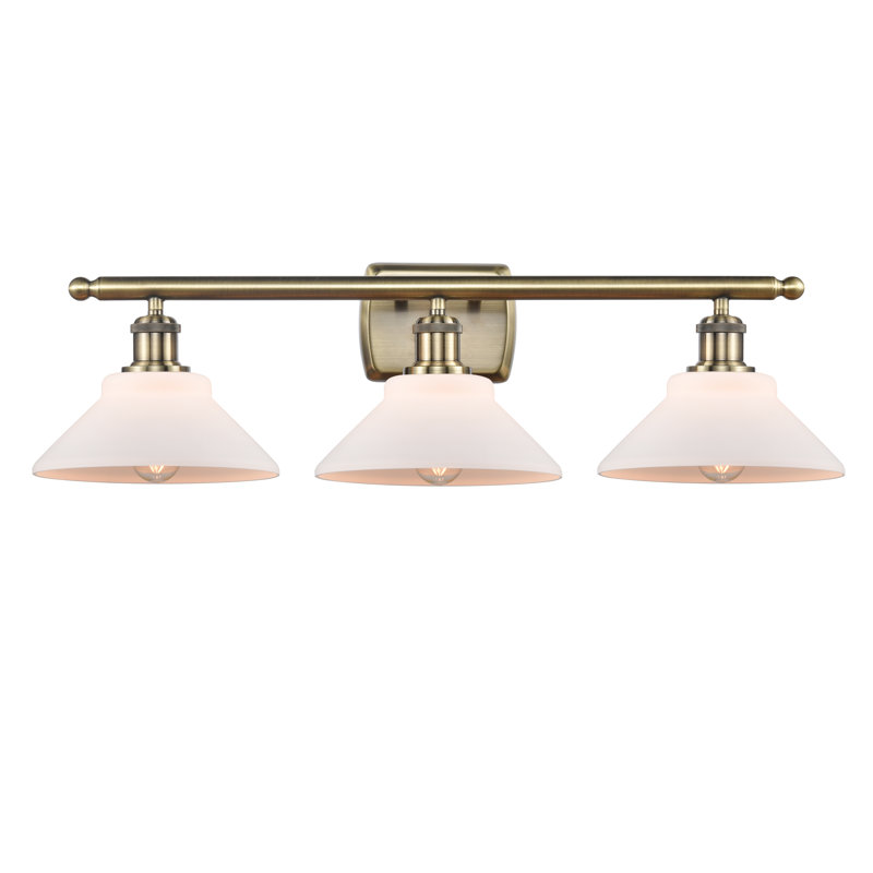 Éclairage pour salle de bain 3 lumières à intensité variable Newton St Loe, Transparent, DEL, Laiton antique
