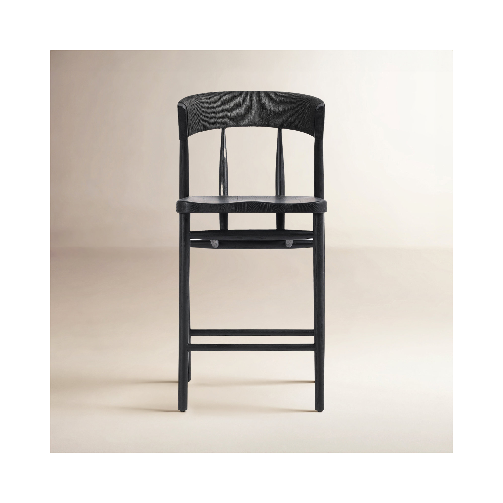Siofra Solid Wood Stool, Black, Counter Stool (26" Seat Height)