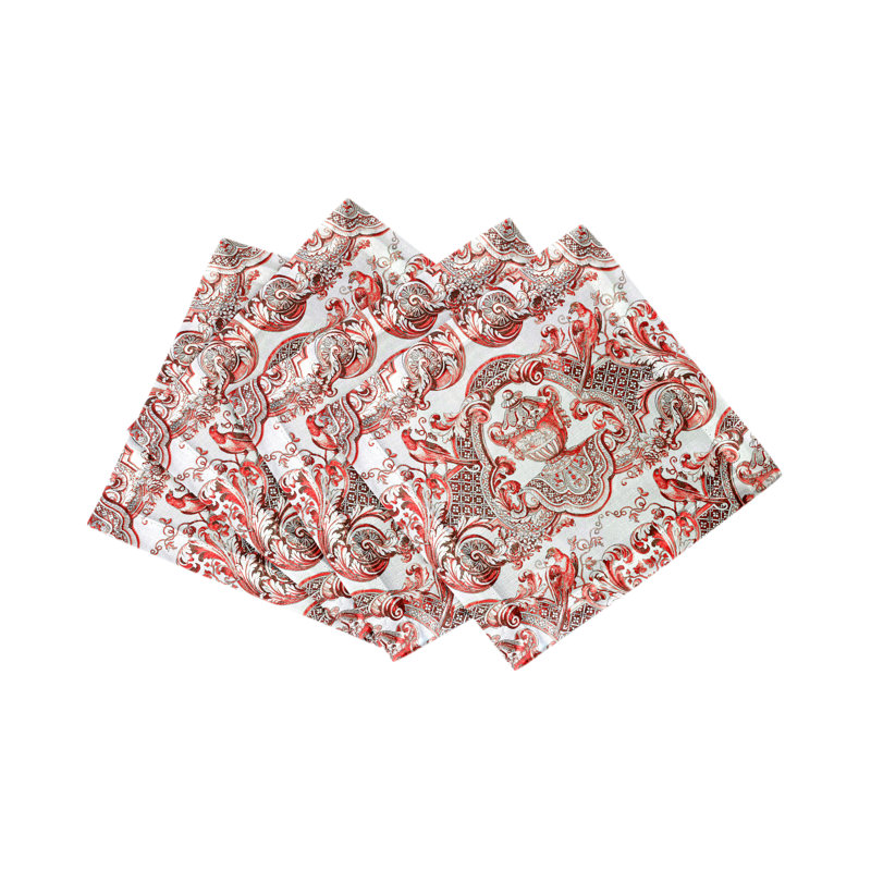 Cotton Blend Square Napkins, Red