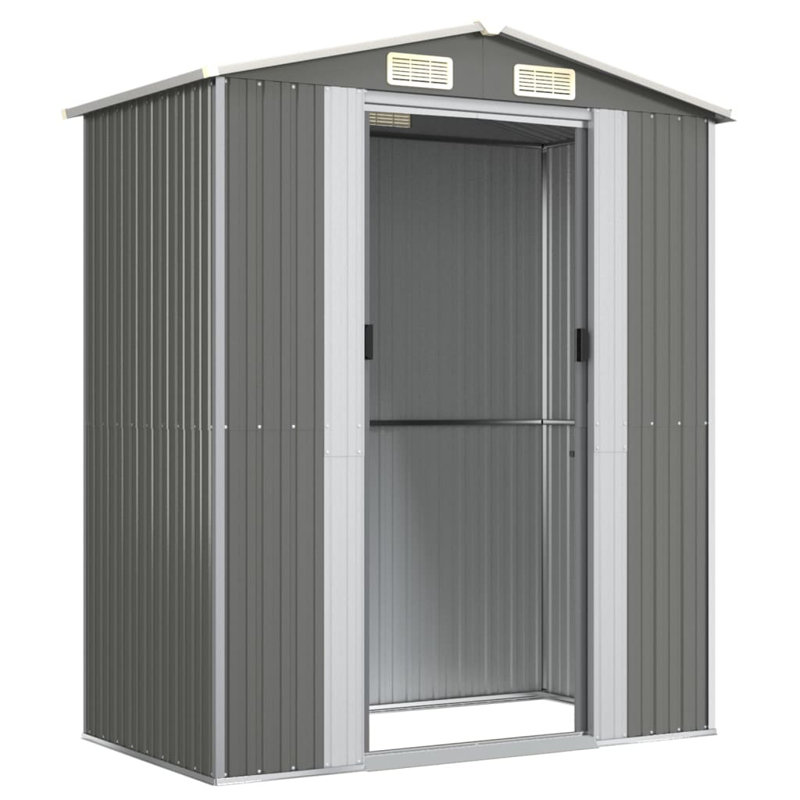 Alverda 192Cm W x 108Cm D Metal Apex Tool Shed, Light Grey