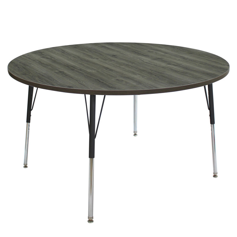 Table d'activité avec pieds réglables La Madera, Bois gris / noir, H 31,5 po x L 48 po x l 48 po, Roulement pivotant standard