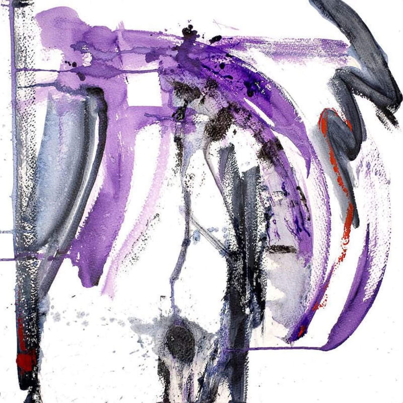 Purple Black II - Artist Enhanced Canvas Print, 20" H x 20" W x 1.75" D, Brown Framed Canvas