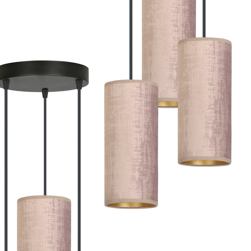 Ealidh 3 - Light Steel Cluster Pendant, Pink