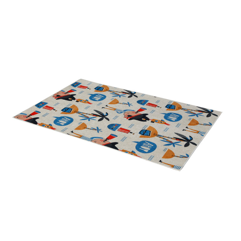 Tapis tissé élégant (4 x 6 pi), 100% polyester, d'une hauteur de poils de 0,4 po | Antibactérien, antidérapant sous la surface | Lavable à la machine, impression numérique 3D | Parfait pour le salon, la chambre à coucher et la décoration intérieure