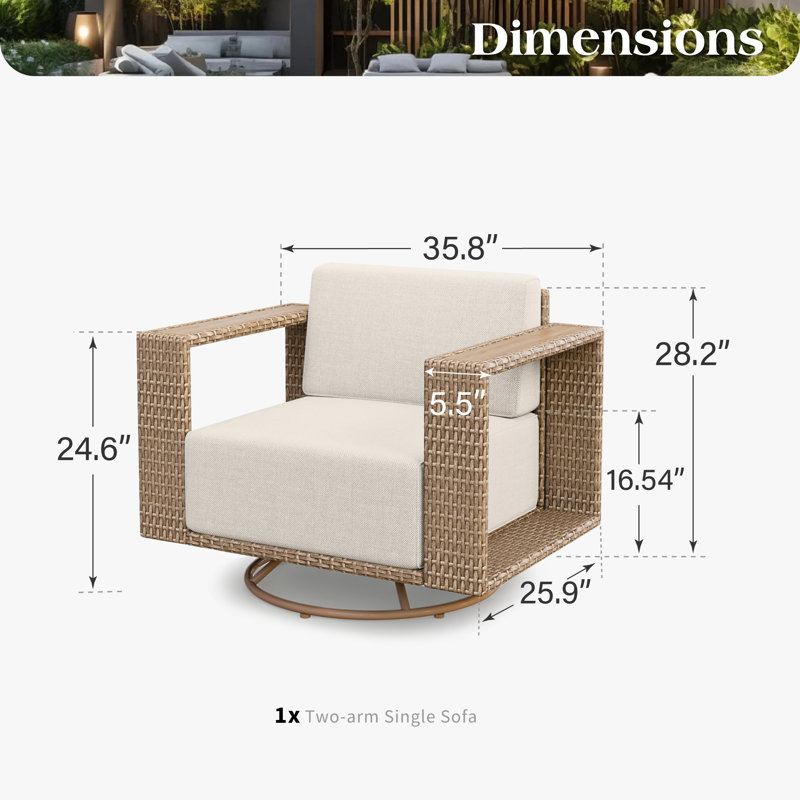 Chaise pivotante en osier avec accoudoirs