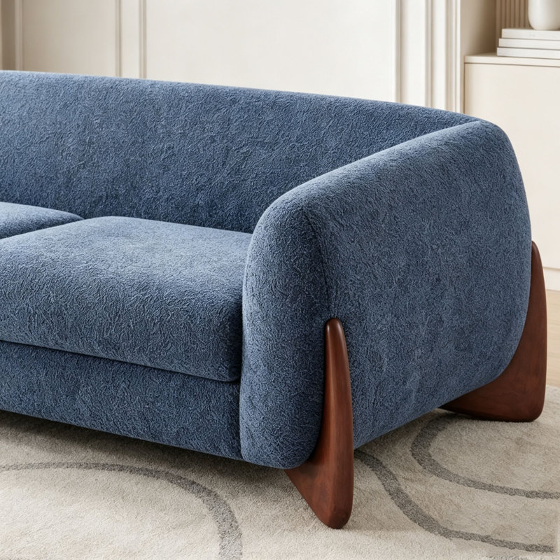 Canapé Boucle Sherpa pour le salon, Navy Blue
