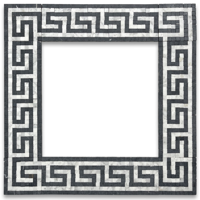 6" x 18" Marble Mosaic Wall & Floor Tile, White/Brown