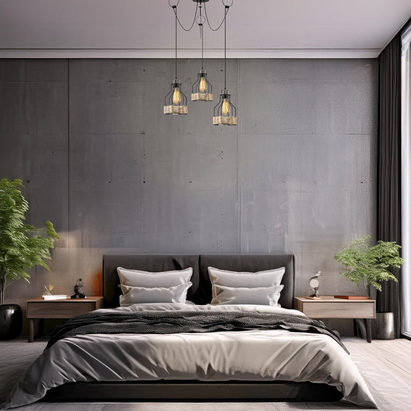 Adjustable Height 3-Lights Metal Body Cluster Pendant