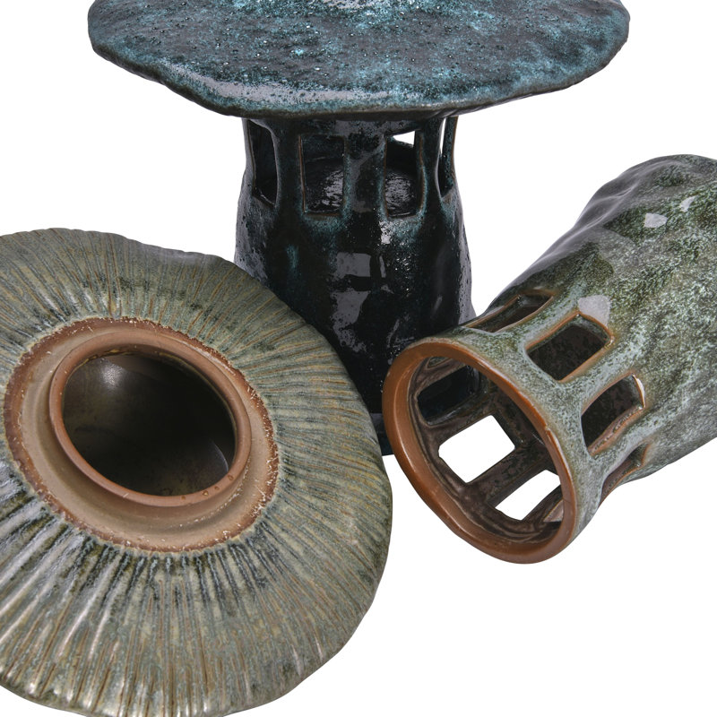 Round Stoneware Mushroom Lanterns