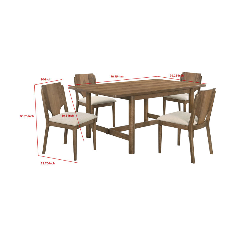 Ensemble de table et chaises Billie, brun noyer riche et beige,  5 Pieces: Table, 4 Chairs