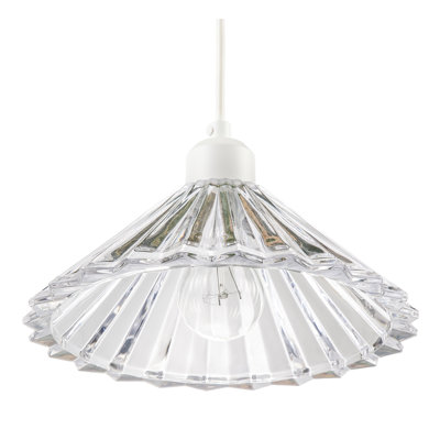 Modern Vertical Fluted Thick Clear Glass Pendant Ceiling Light Shade By 