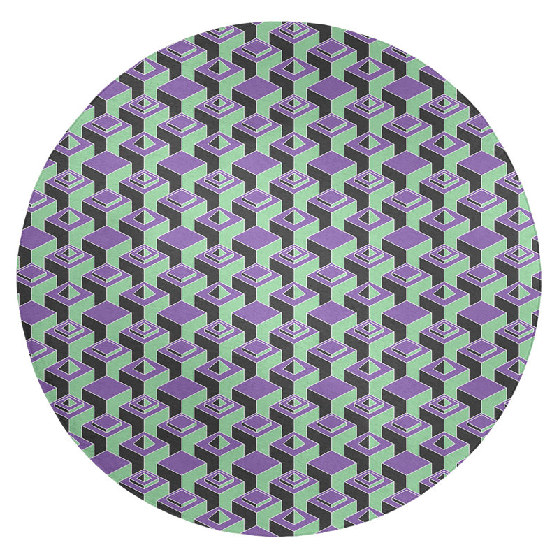 Chenille Geometric Indoor Rug, Round 5'