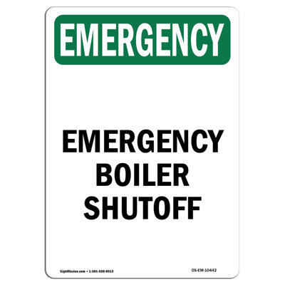 Boiler Shutoff Aluminum Sign 12 x 18