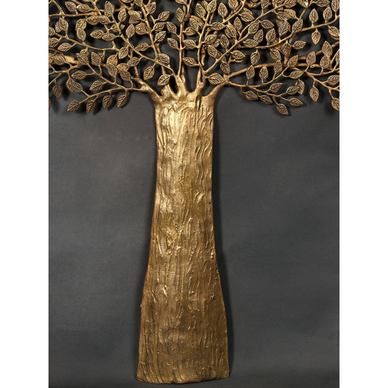46" Beautiful Brass Tree Wall Hanging Home Decor - Handcrafted Indian Nature Motif Sculpture Accent