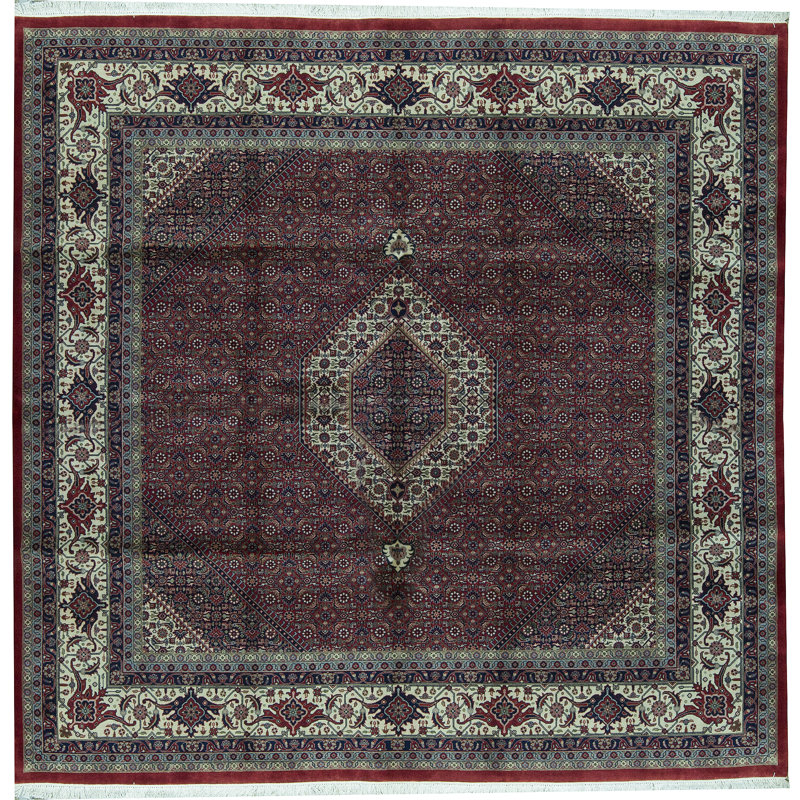 Tapis rouge et ivoire noué à la main de haute qualité