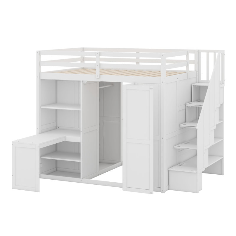 Lit mezzanine avec garde-robe, Blanc