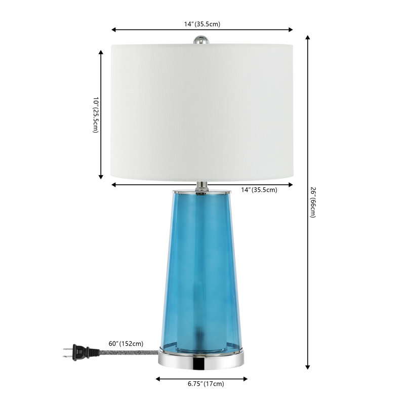 Wiresh Glass Table Lamp, Clear Blue/Chrome