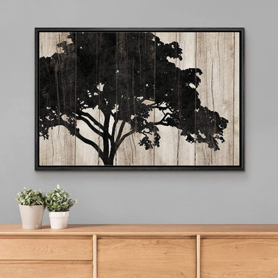 " Wood Panel Forest Oak Tree Silhouette "