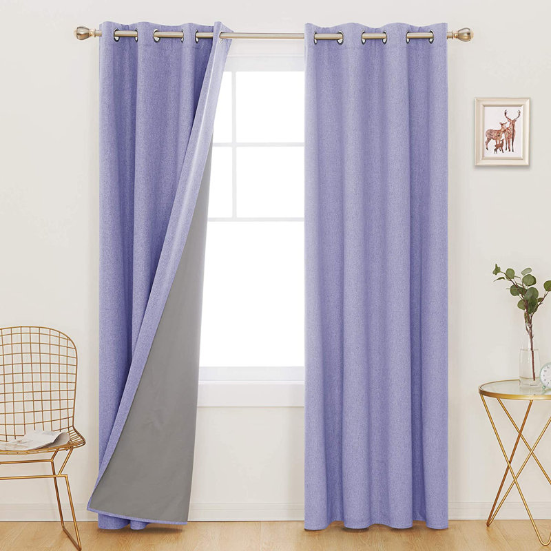 Ipswich Blackout Thermal Grommet Curtain Panels, 52" W x 63" L, Light Purple