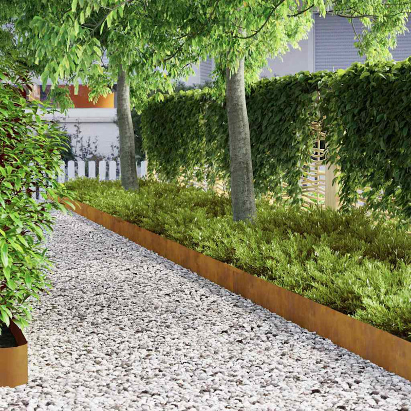 25cm H x 450cm W Weathering Steel Lawn Edging