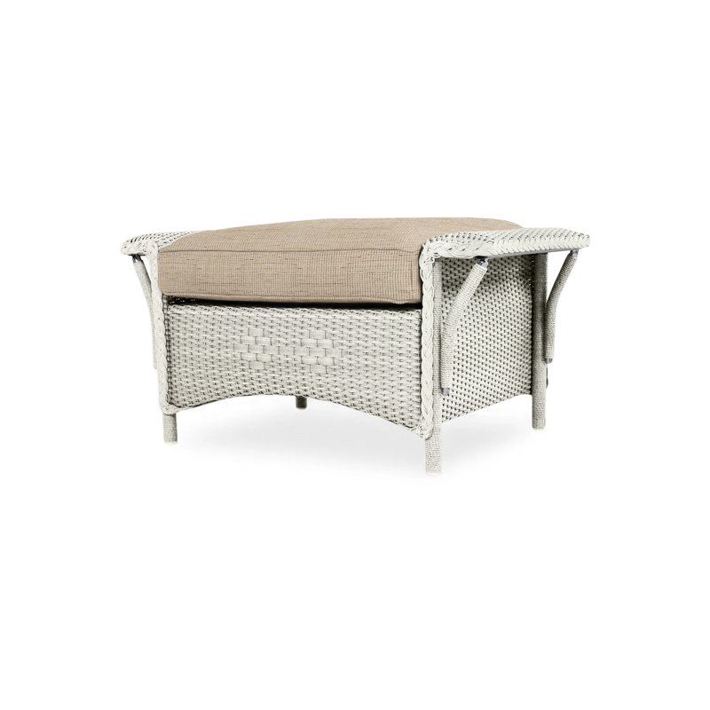 Nantucket Outdoor Ottoman, Consider Indigo, Matte White
