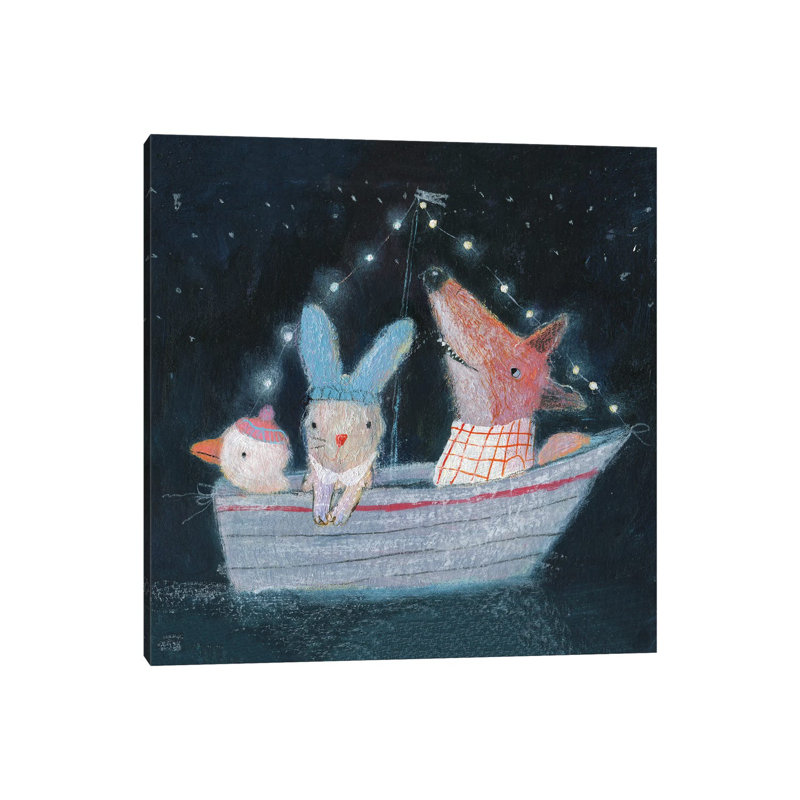 Three In The Boat By Natalia Shaloshvili - Wrapped Canvas Painting by Natalia Shaloshvili - Wrapped Canvas Painting