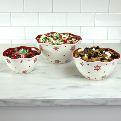 Winterfest 3 Piece Nesting Bowl Set - Snow Flower
