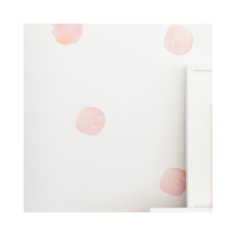 Adhésif décoratif pois aquarelle, Rose