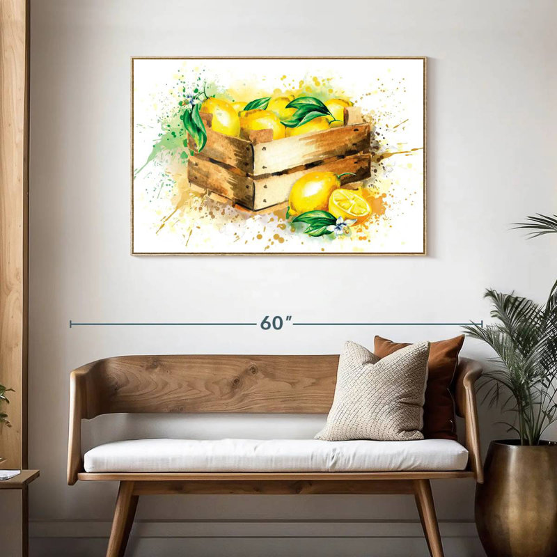 Récolte de citronnelle, Cadre flottant en bois naturel, 43 po x 29 po