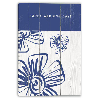 Joyeux mariage, art mural sur toile rustique floral fantaisiste