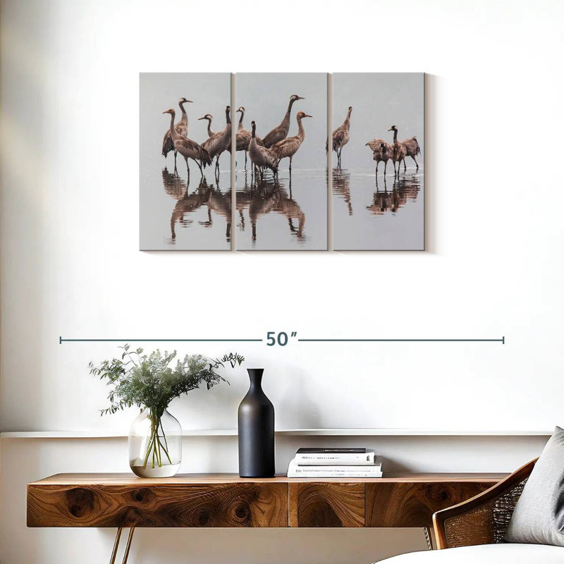 Brampt Sandhill Crane Flock, 20" H x 33" W