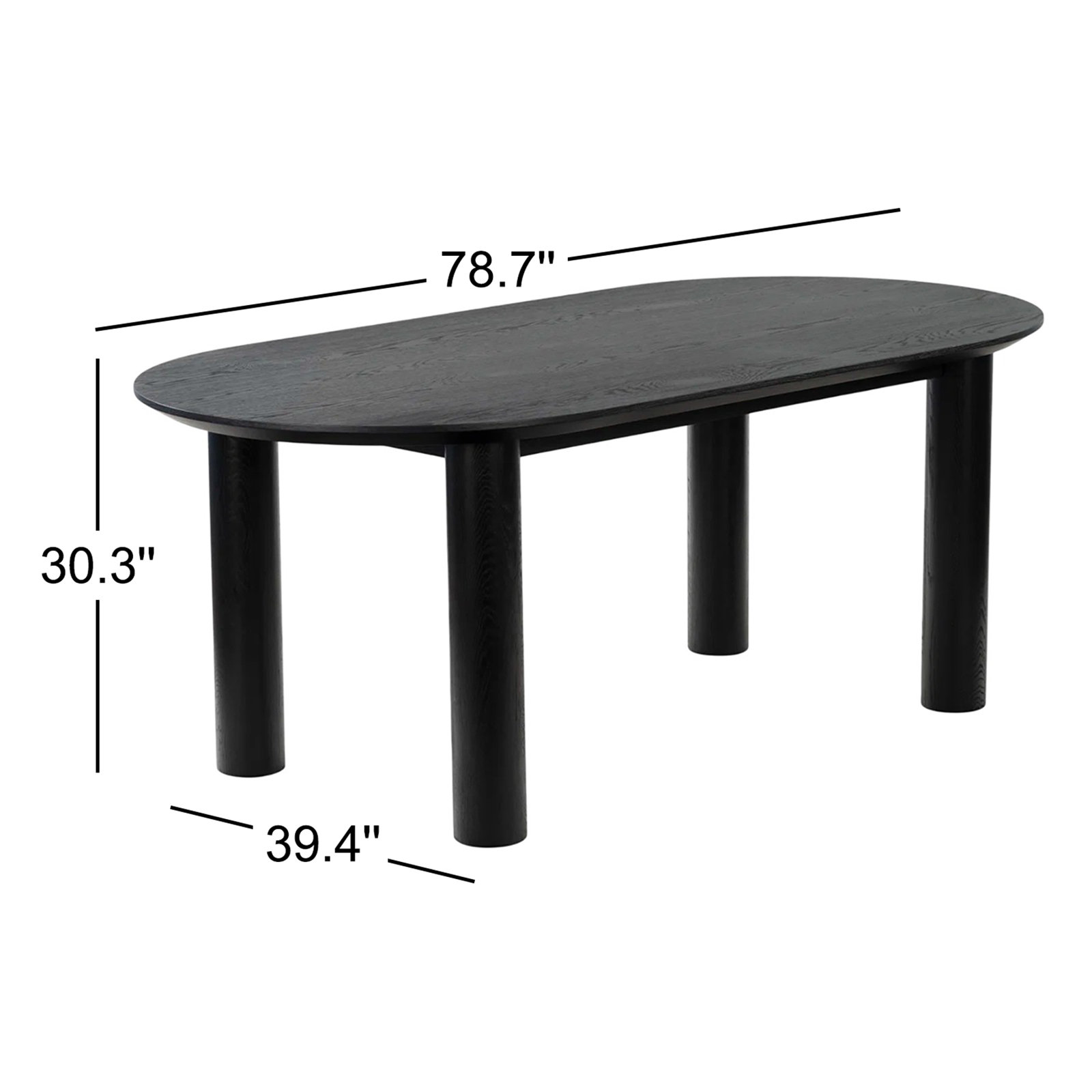 Sofiette Wood Oval Dining Table, Black