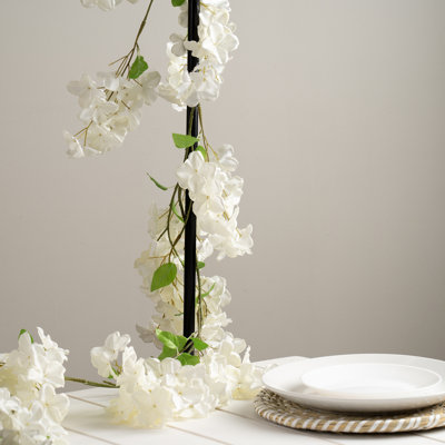 193cm Faux Trailing Hydrangea Garland White