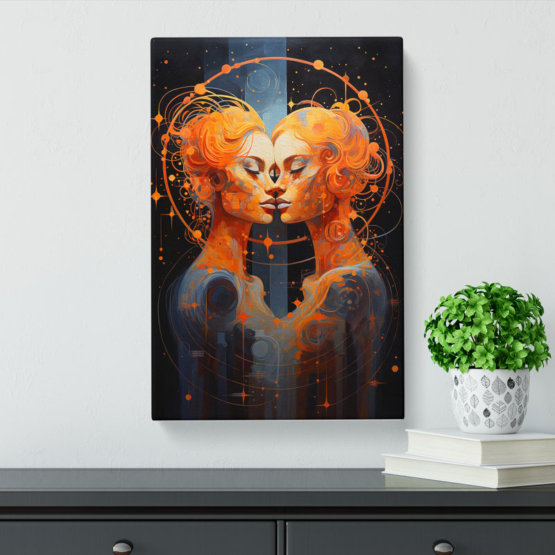 Gemini Zodiac Contemporary No.3 - Wrapped Canvas, 60cm H x 40cm W x 3cm D