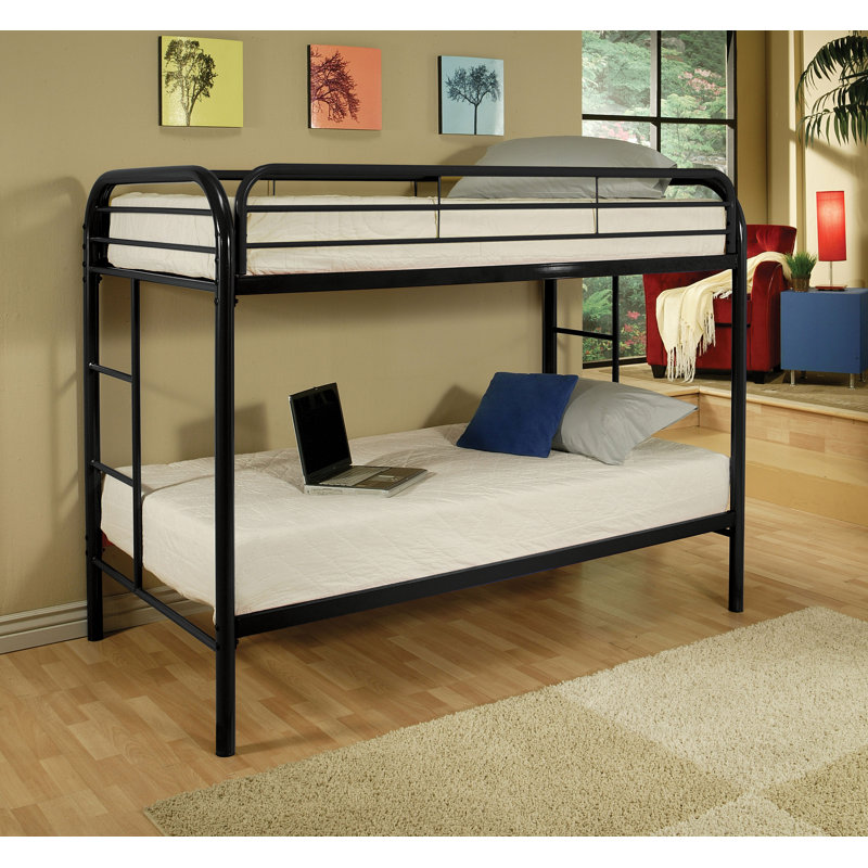 Crediton Twin Bunk Bed with Side Ladders, Black Powder Coating