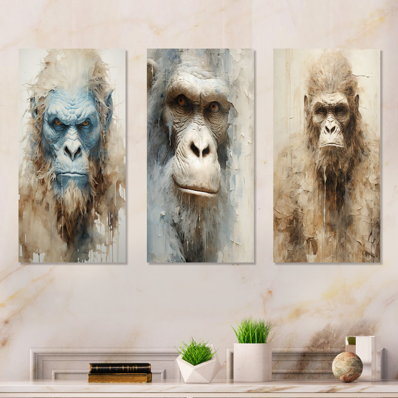 Bigfoot Portrait - Ensemble de 3 décorations murales en métal Bigfoot, H 32 po x l 48 po
