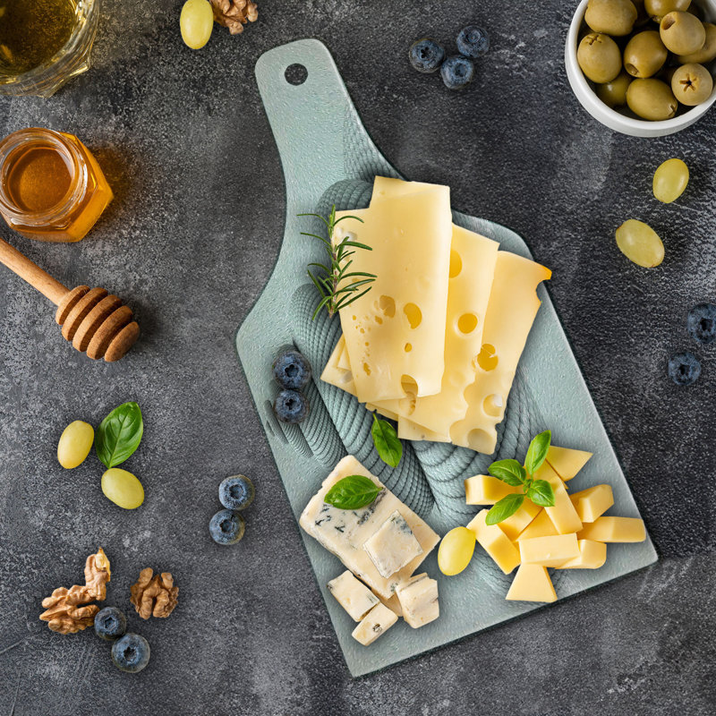 Ambesonne White Tempered Glass Cutting Board Shell Shaped White