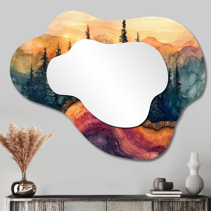 Couleur d'un arbre de forêt dans un paysage forestier - miroir mural asymétrique Forest, miroir de coiffeuse traditionnel, imprimé sur métal