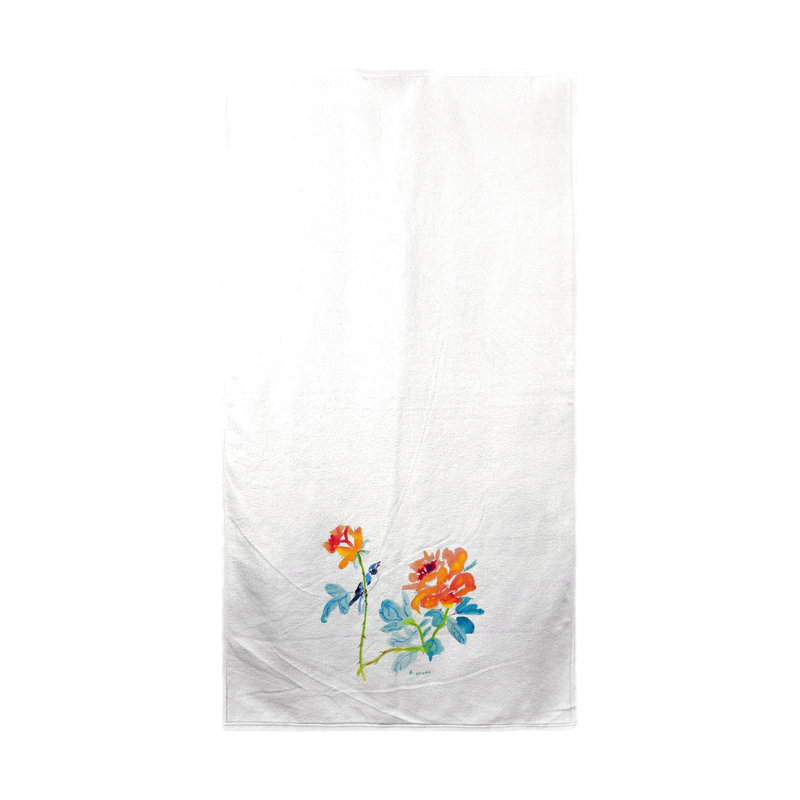 Serviette de plage oiseau et roses Rivenbark