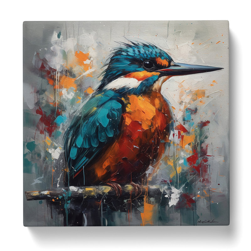 Kingfisher Abstract Expressionism - Wrapped Canvas, 50cm H x 50cm W x 3cm D