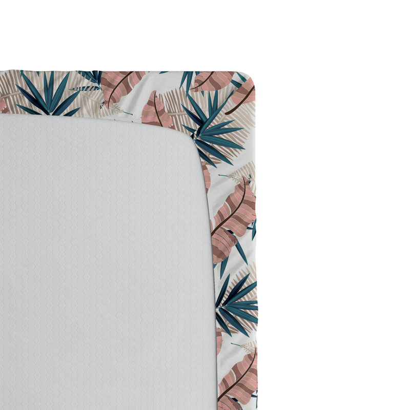 Drap-housse à motif floral Ambesonne, Drap-housse simple TG, Ivoire, vert fougère, rosé / floral
