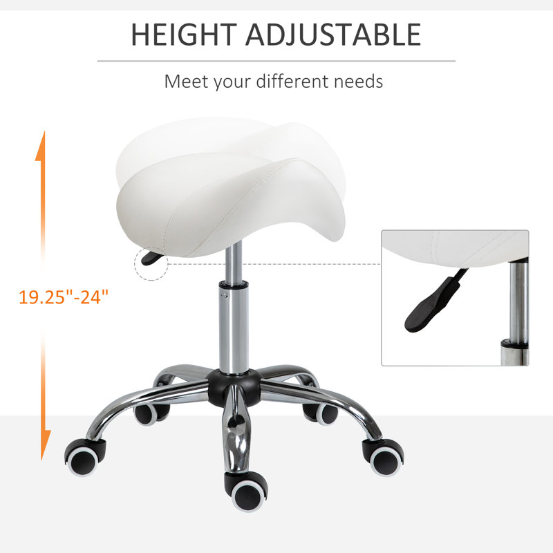 Gallardo Adjustable Height Lab Stool with Wheels, Cream